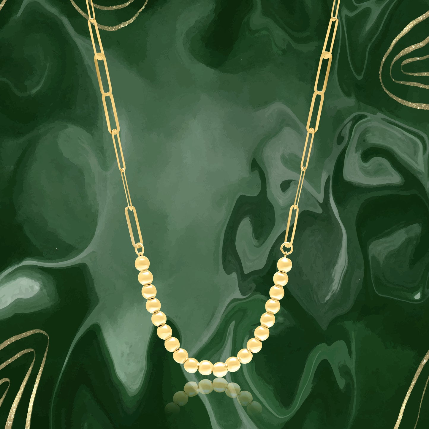 18K Pure Gold Linked Seed Necklace
