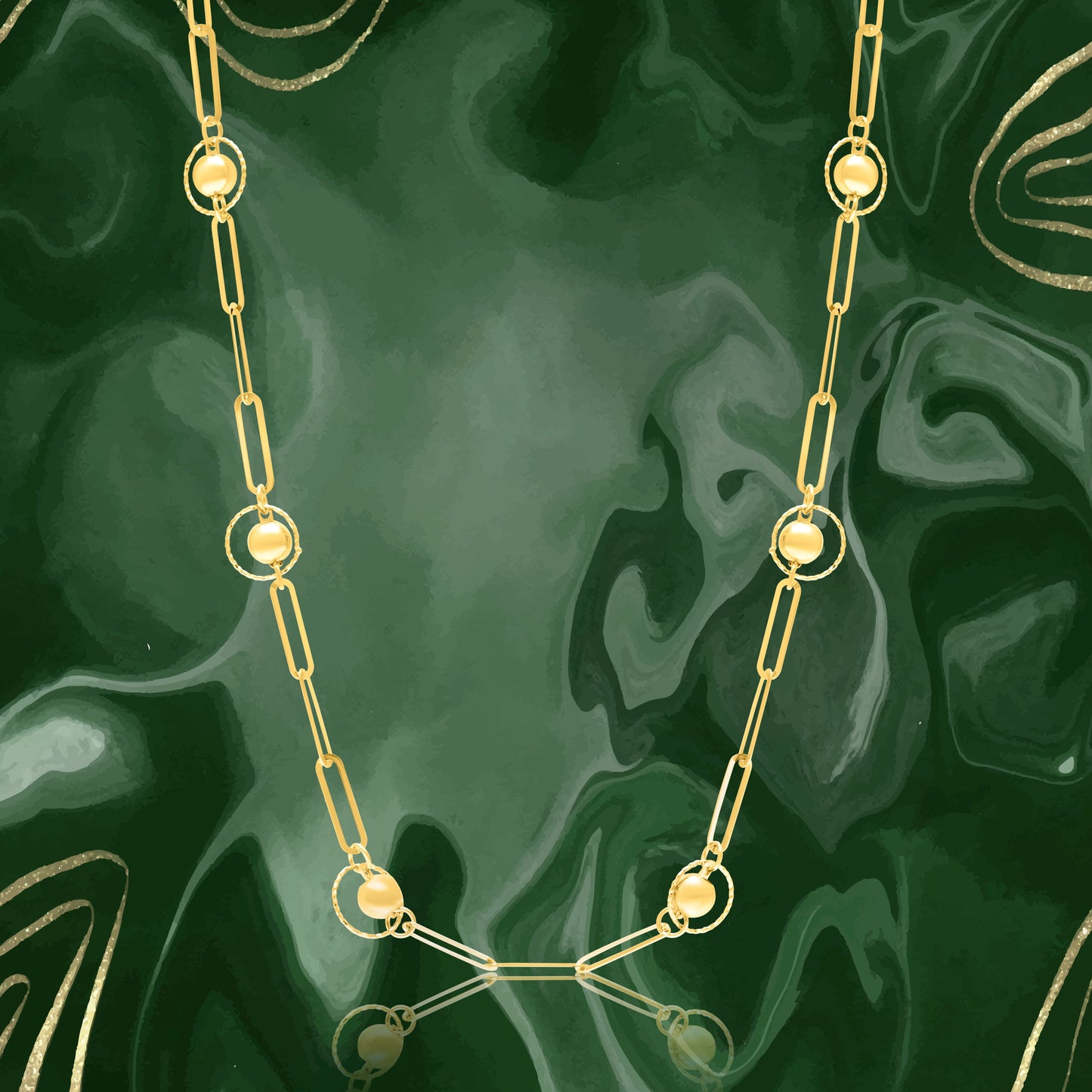 18K Pure Gold Linked Seed Necklace