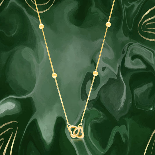 18K Pure Gold 2 Heart Locked Seed Necklace