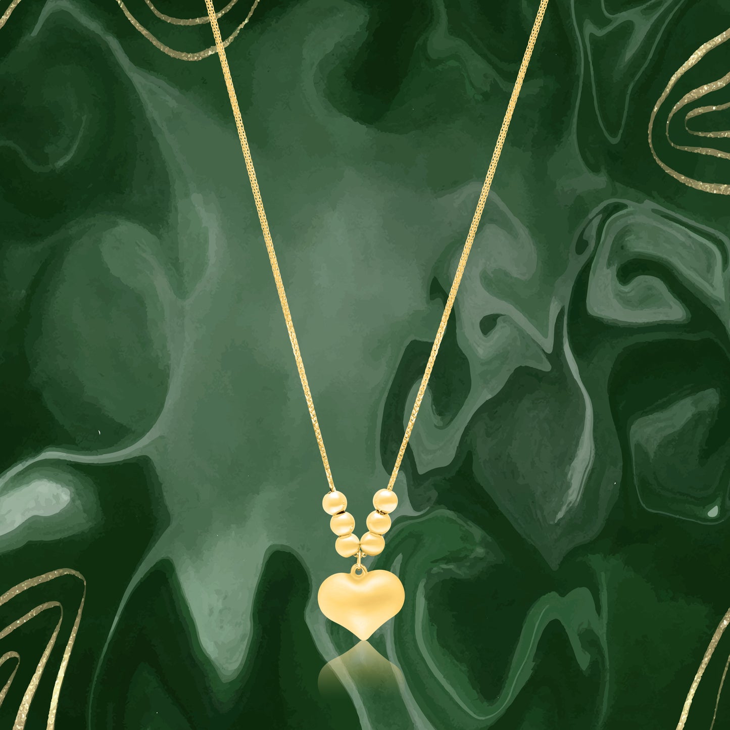 18K Pure Gold Heart Seed Necklace