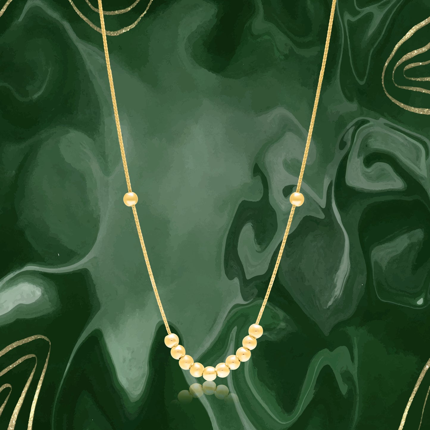 18K Pure Gold Multi Seed Necklace