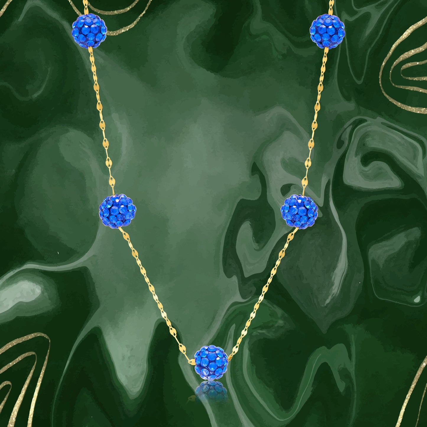 18K Pure Gold Blue Ball Necklace