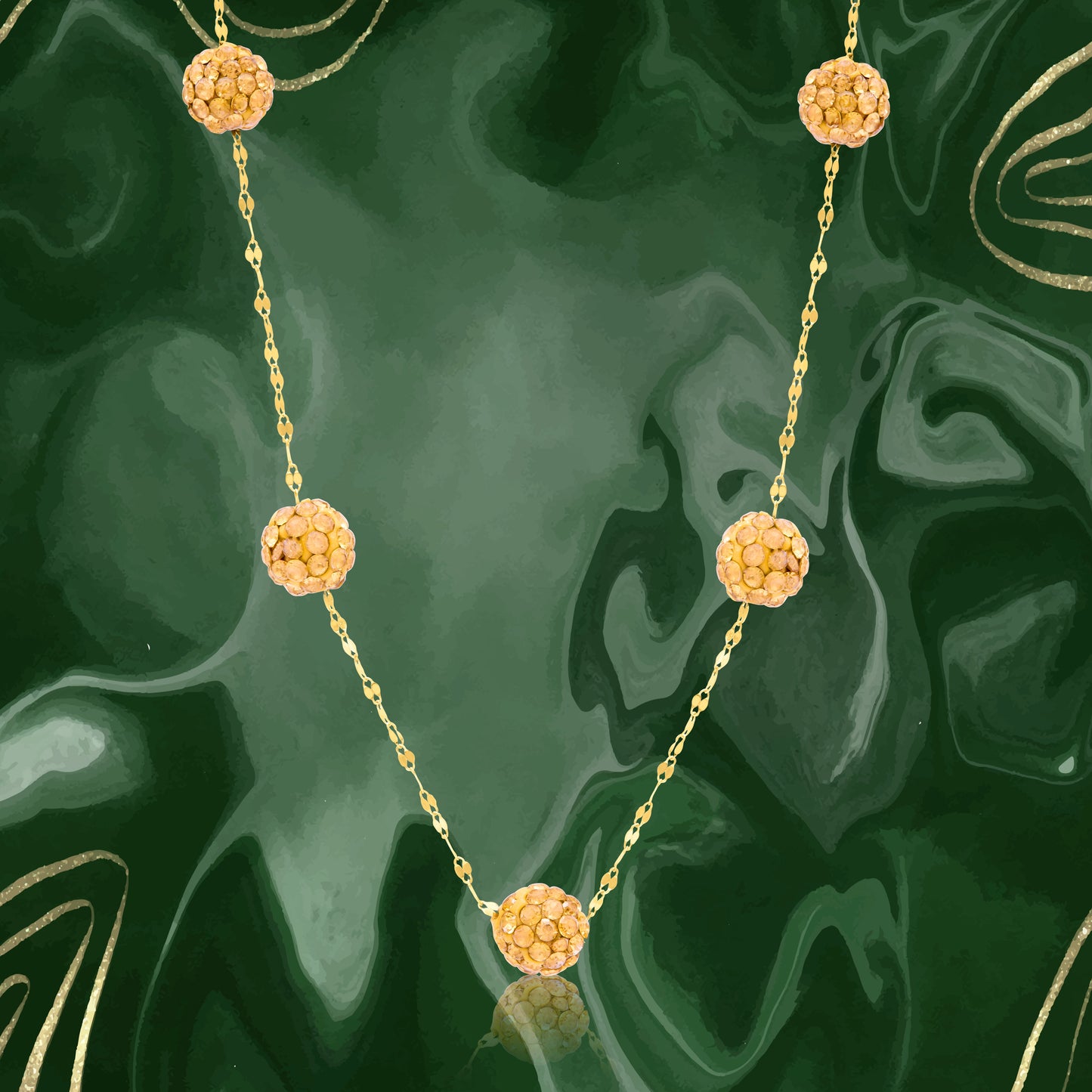 18K Pure Gold Ball Necklace