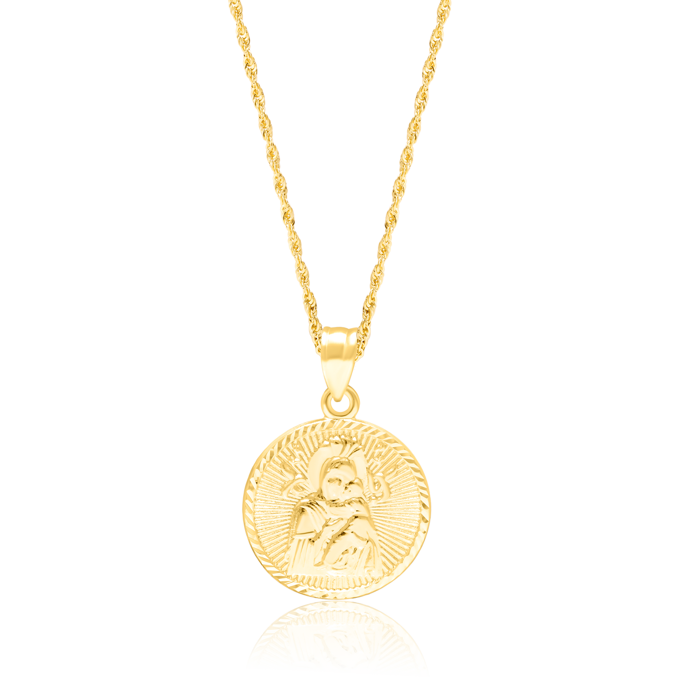 18K Pure Gold Religious Round Necklace