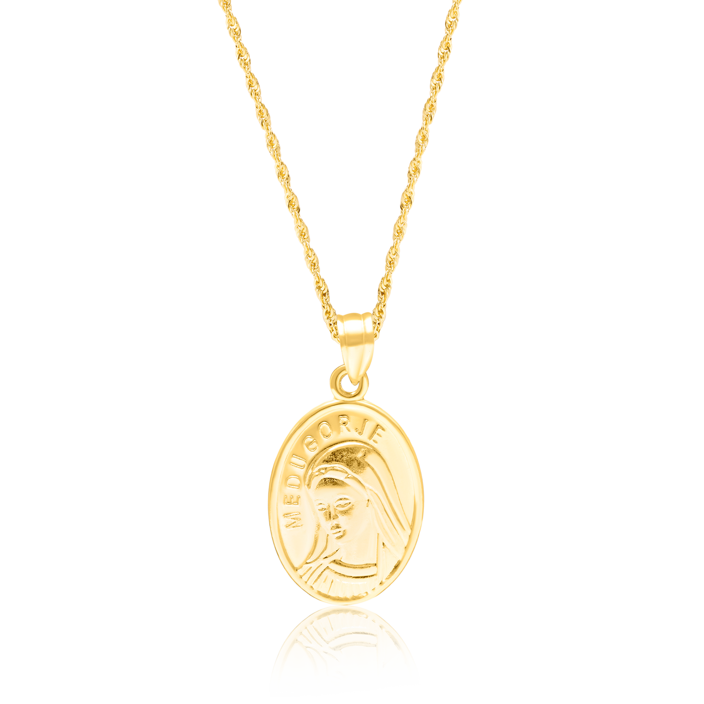 18K Pure Gold Religious Oval Necklace