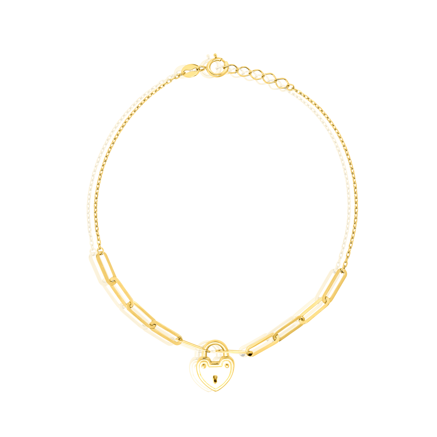 18K Pure Gold Heart Linked Bracelet