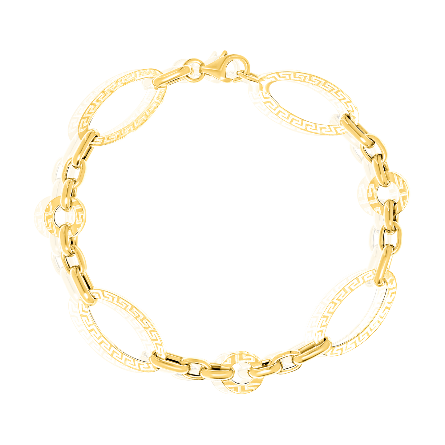 18K Pure Gold Oval Linked Bracelet