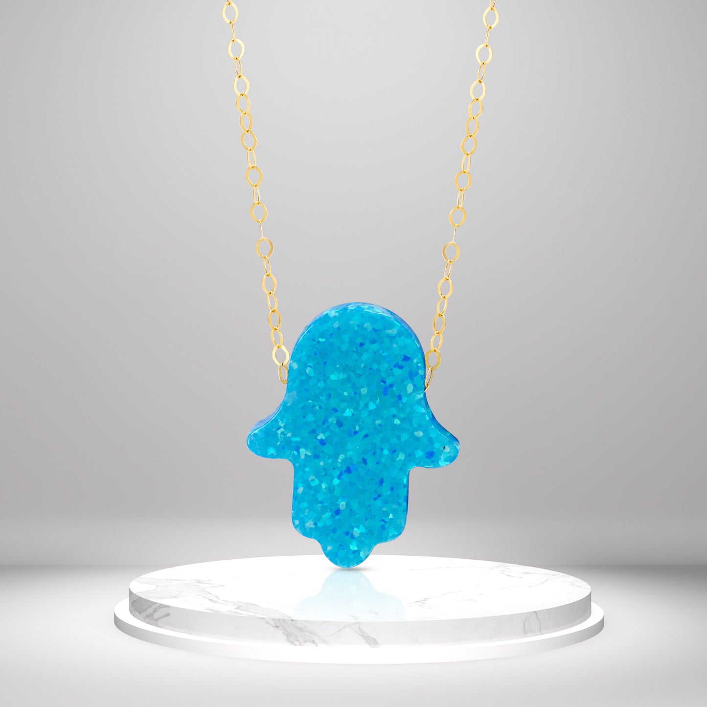 18K Pure Gold Sky Blue Palm Necklace