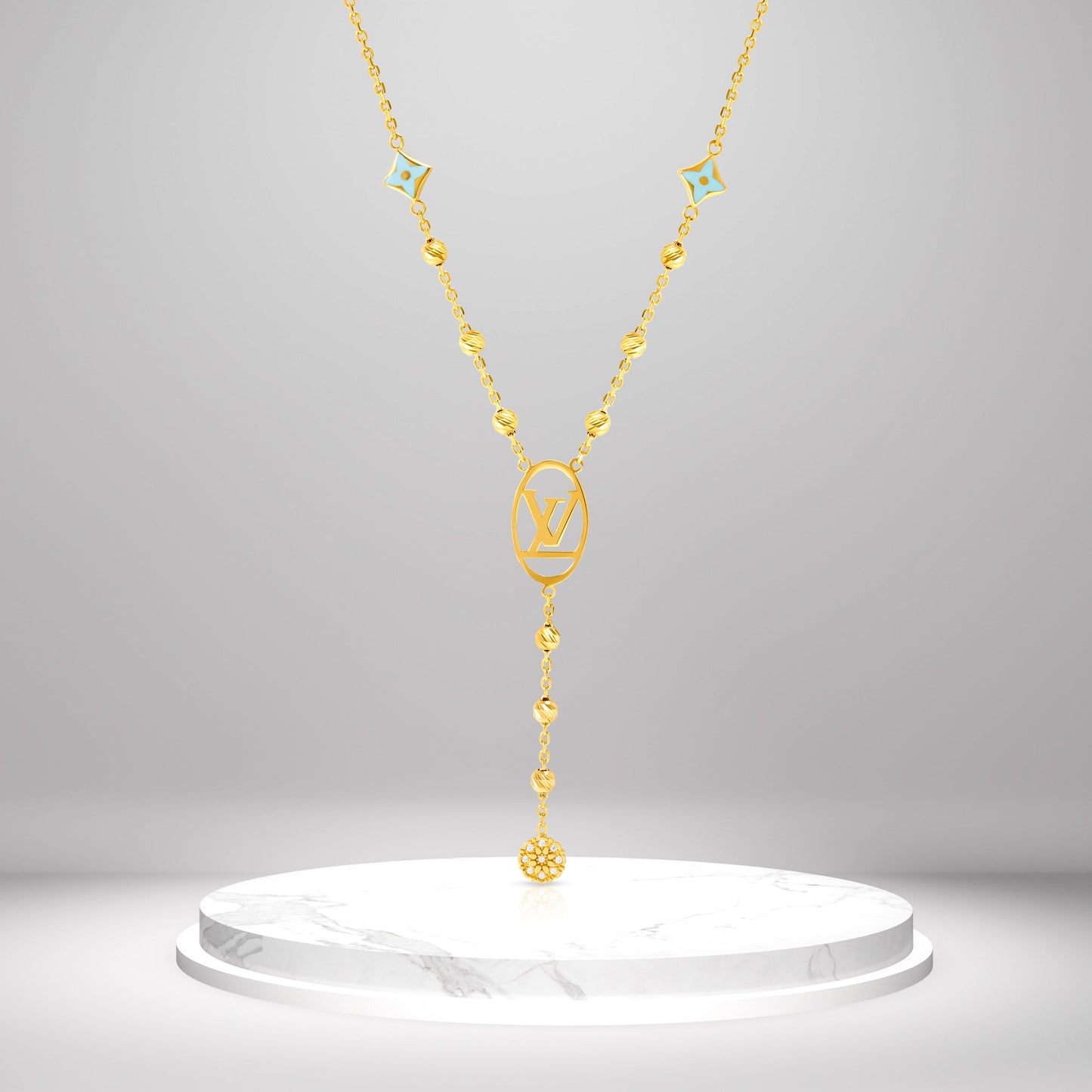 18K Pure Gold L.V Seed Necklace