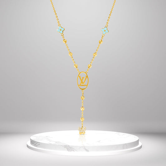 18K Pure Gold L.V Seed Butterfly Necklace