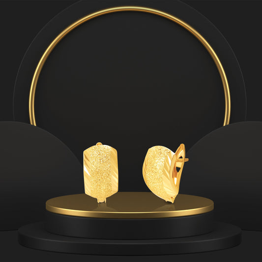 18K Pure Gold Curved Clip Earring Set