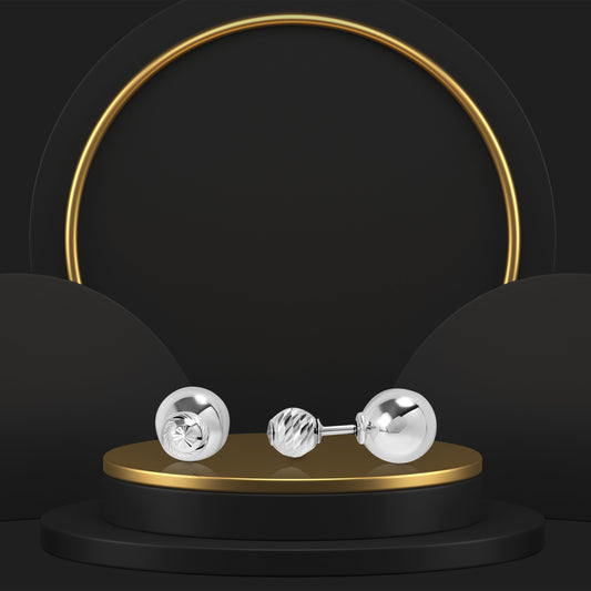 18K Pure White Gold Seed Earring Set