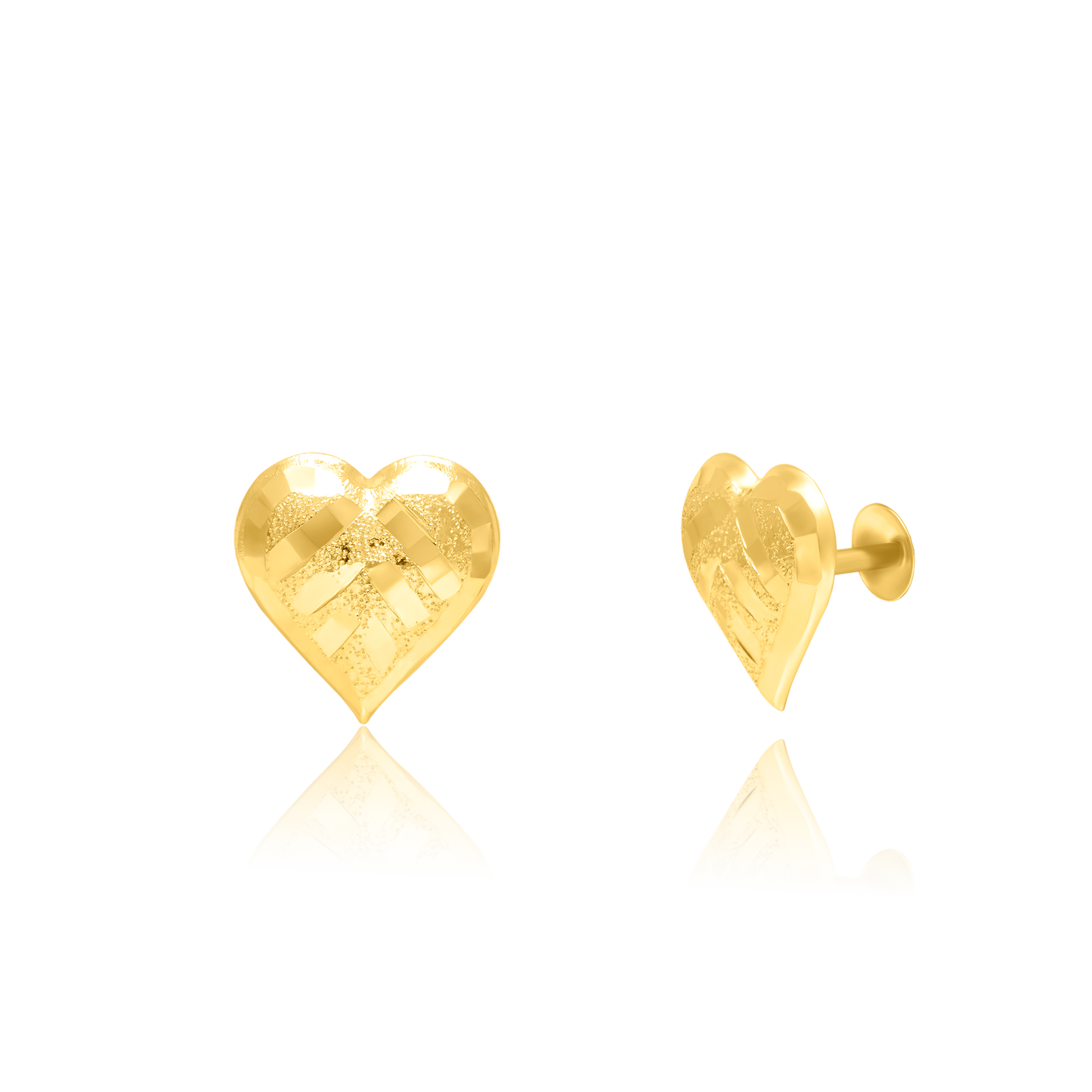 18K Pure Gold Heart Screw Jewelry Set