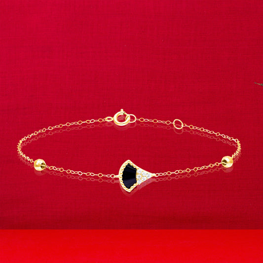 18K Pure Gold Black Stone Seed Bracelet