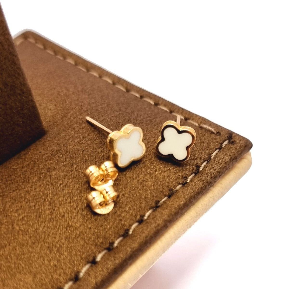 18K Pure Gold White Elegant Stud Earrings Design | Earring | 18K Gold Jewelry