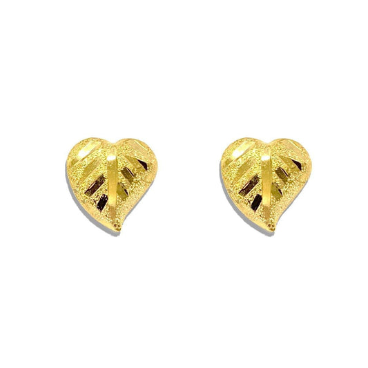 18K Solid Gold Heart Screw Lock Stud Earrings | Earings | 18K Gold Jewelry