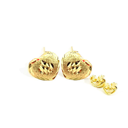 18K Pure Gold Heart Earrings | Earring | 18K Gold Jewelry