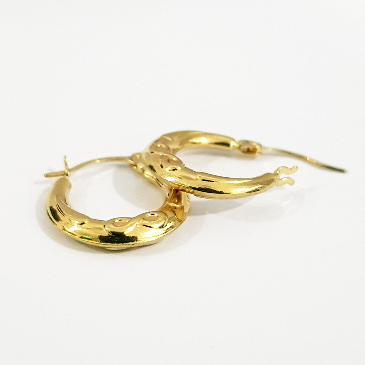18K Solid Gold Hoop w/ Infinity Design Earrings | Gold | 18K Gold Jewelry