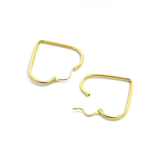 18K Pure Gold Hoop Heart Earrings Design | Earring | 18K Gold Jewelry