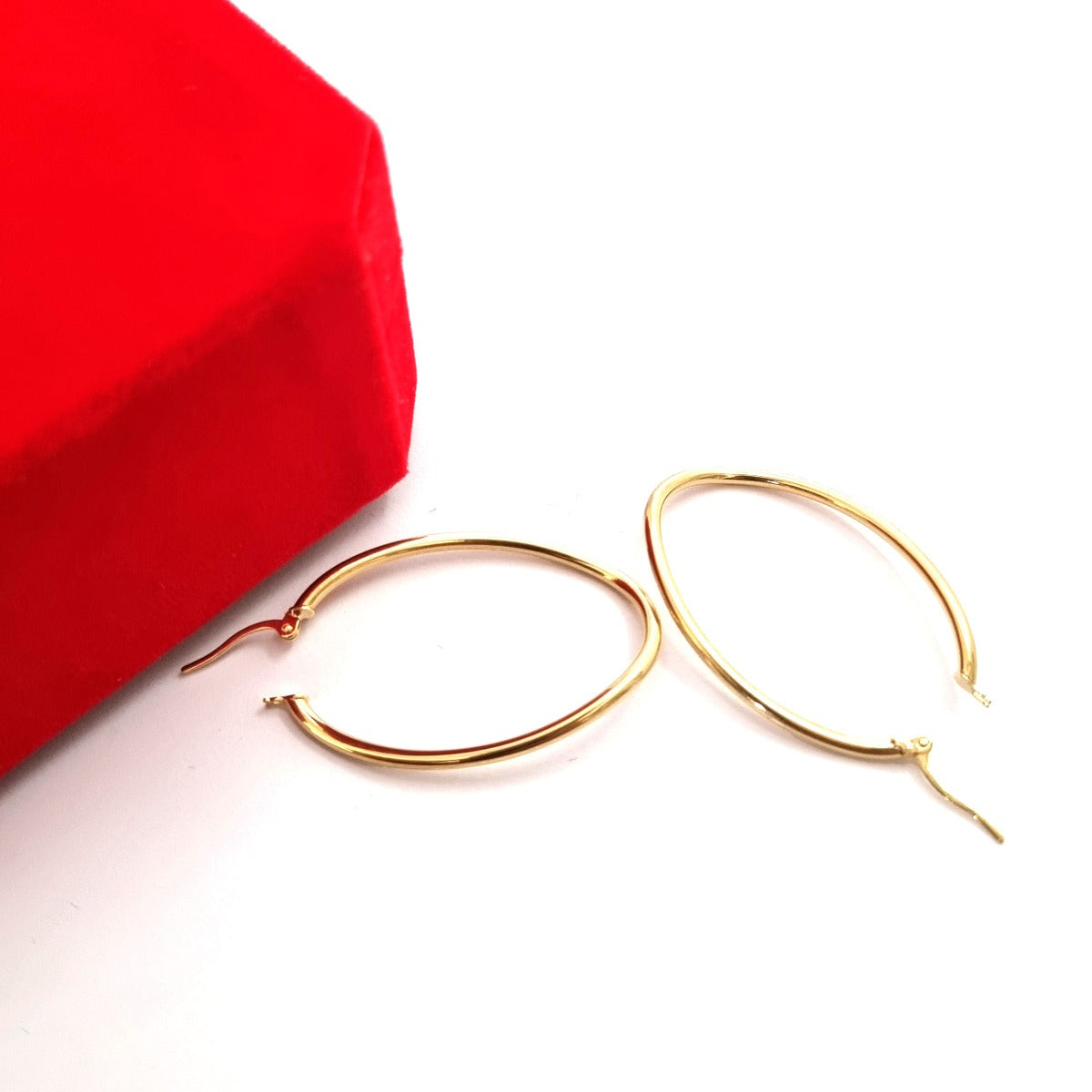 18K Pure Gold Oval Hoop Earrings Design | Earring | 18K Gold Jewelry
