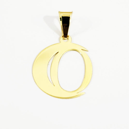 18K Pure Gold Halfmoon Letter O Design Necklace