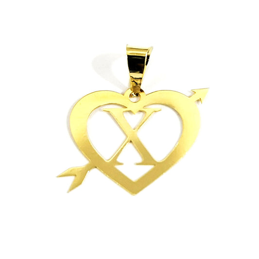 18K Pure Gold Heart Letter X Design Necklace | Necklace | 18K Gold Jewelry