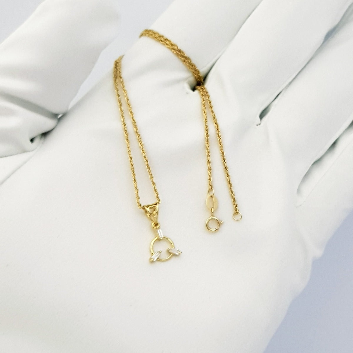 18K Pure Gold Ring w/ Zircon Stone Necklace | Necklace | 18K Gold Jewelry