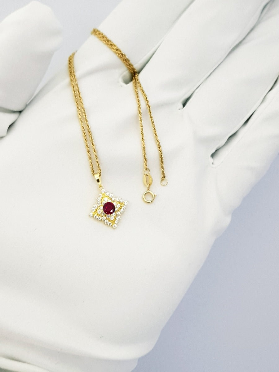 18K Pure Gold Zircon stone Necklace | Necklace | 18K Gold Jewelry