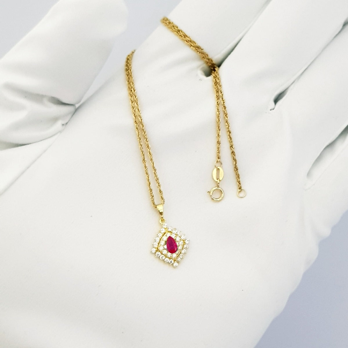 18K Pure Gold Zircon stone Necklace | Necklace | 18K Gold Jewelry