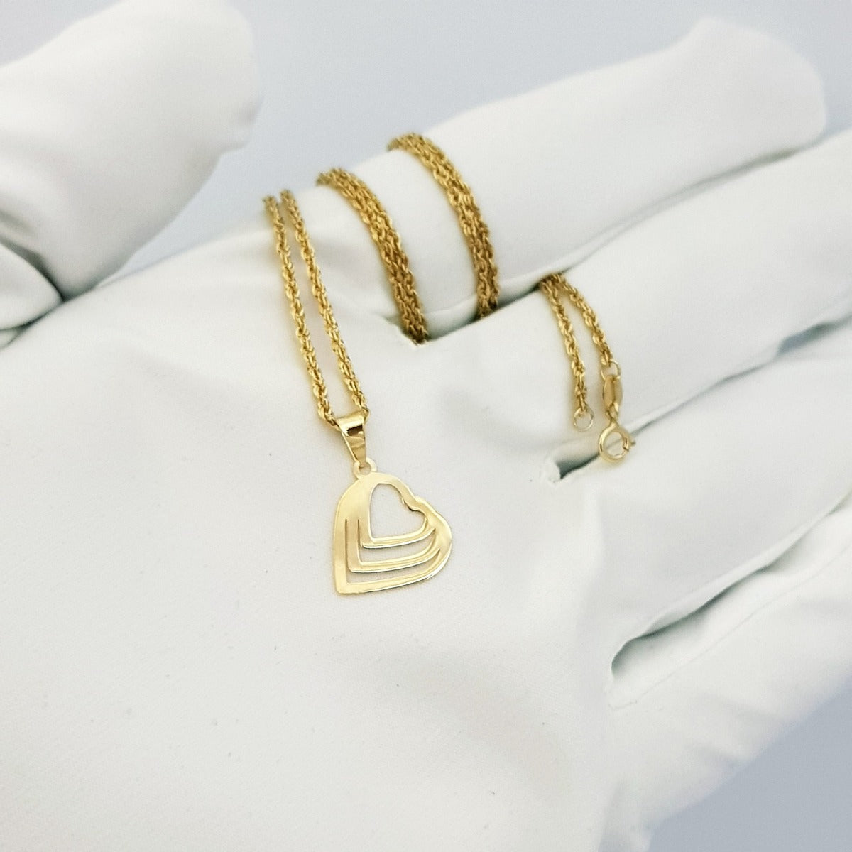 18K Pure Gold Triple Heart Design Necklace | Necklace | 18K Gold Jewelry