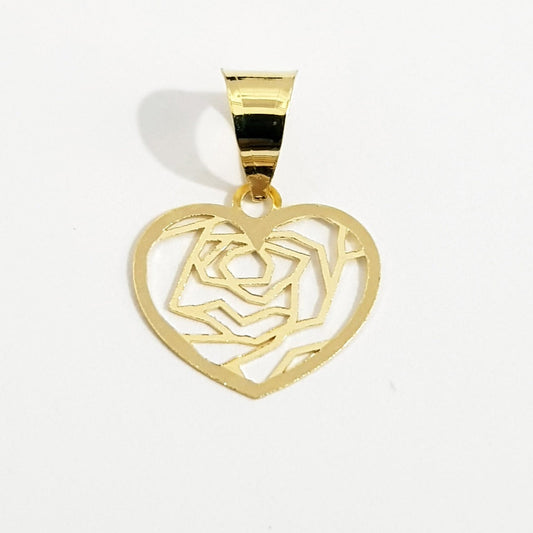 18K Pure Gold Heart With Flower Design Necklace | Necklace | 18K Gold Jewelry