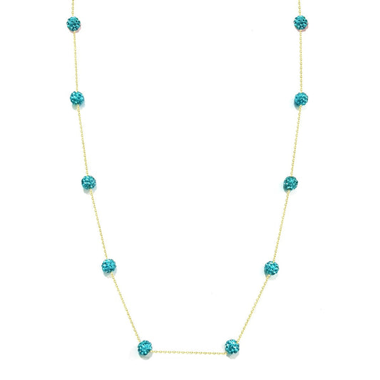 18K Pure Gold Swarski Ball Design Necklace