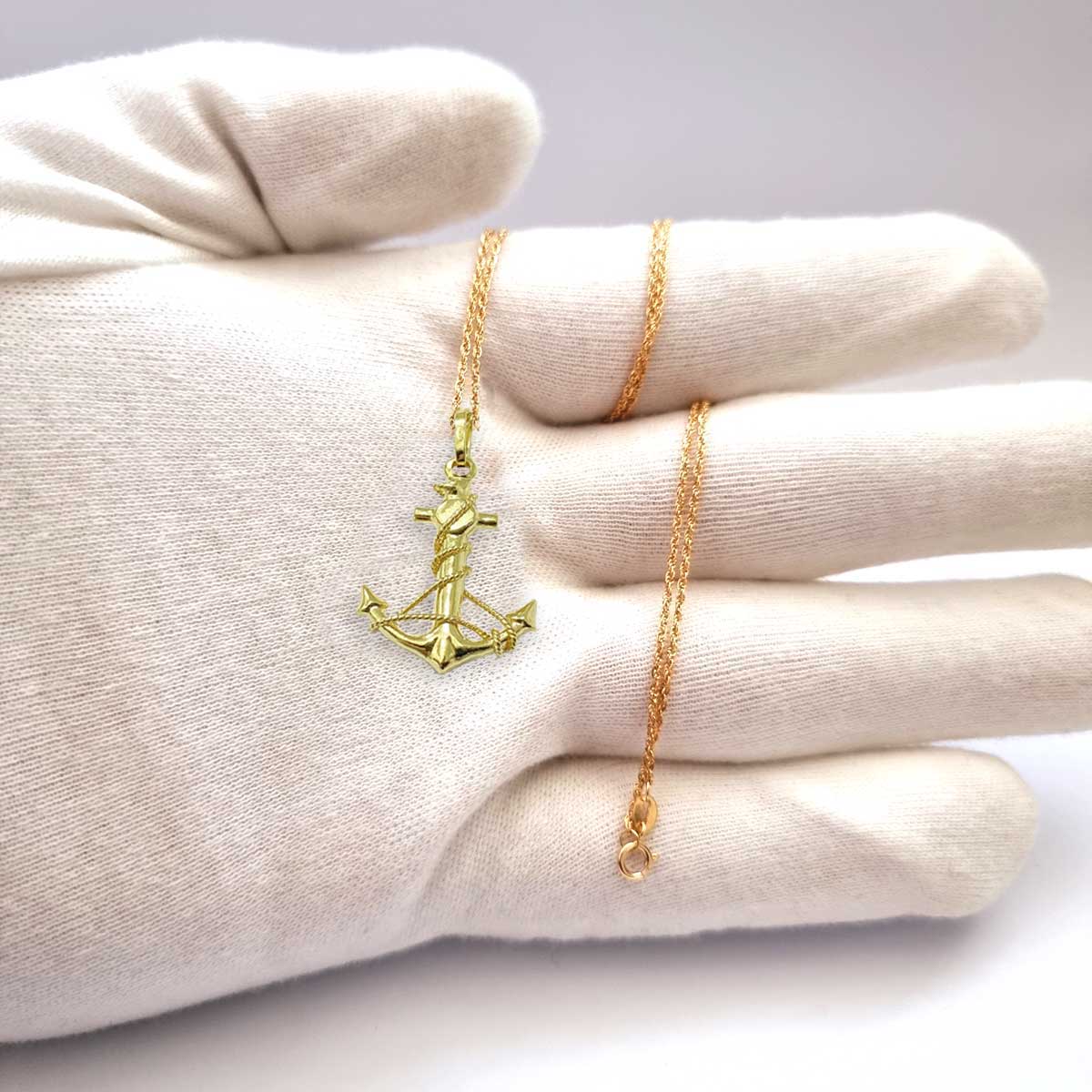 18K Solid Gold Anchor Design Necklace | Gold | 18K Gold Jewelry