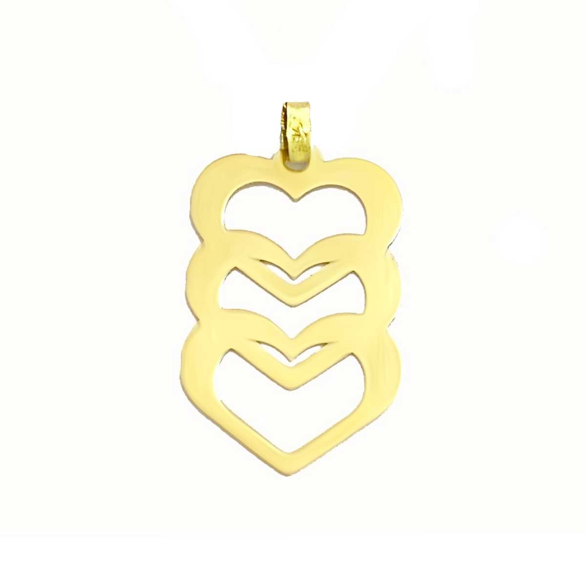 18K Pure Gold Triple Heart Design Pendant Necklace | Necklace | 18K Gold Jewelry