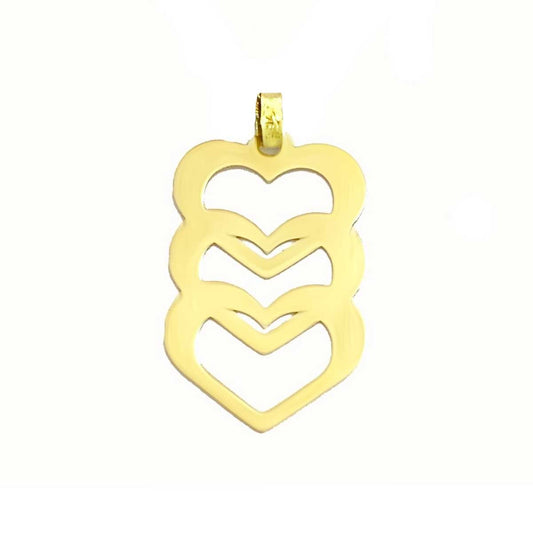 18K Pure Gold Triple Heart Design Pendant Necklace | Necklace | 18K Gold Jewelry