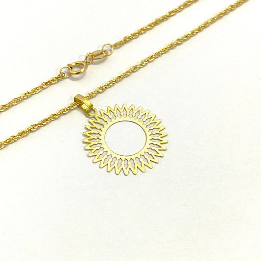 18K Pure Gold Elegant Round Design Pendant Necklace | Necklace | 18K Gold Jewelry