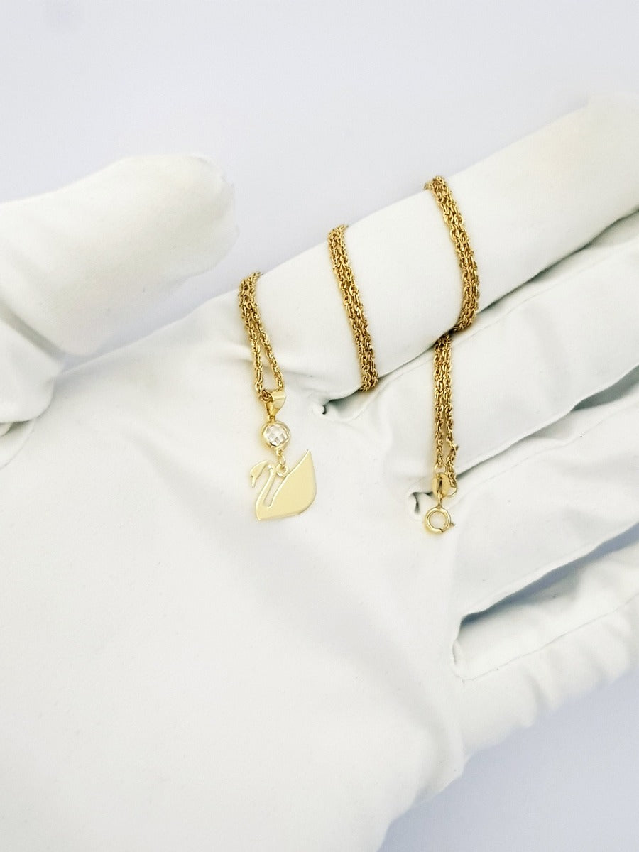 18K Pure Gold Swan Necklace | Necklace | 18K Gold Jewelry