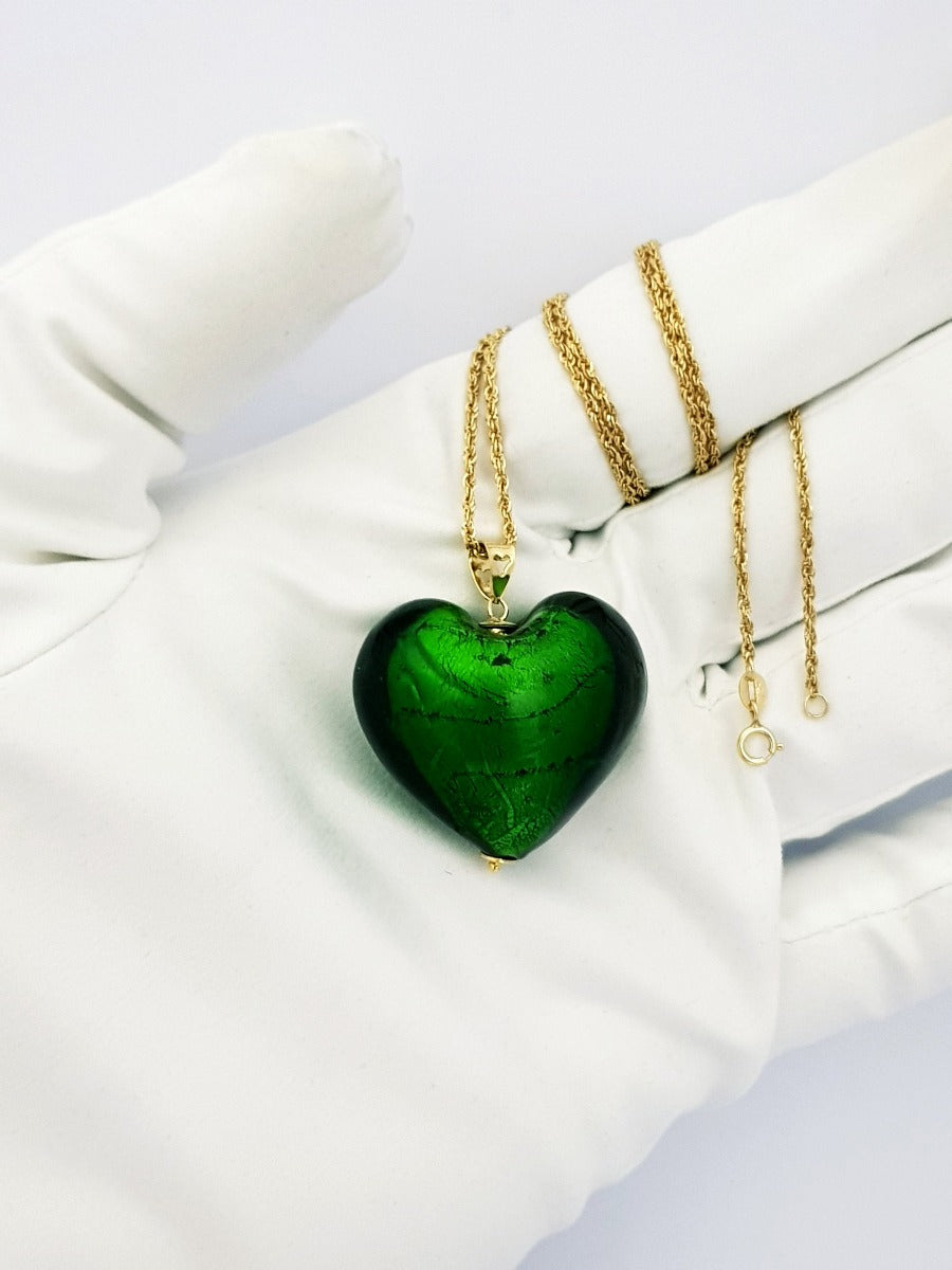 18K Pure Gold Heart Stone Necklace | Necklace | 18K Gold Jewelry