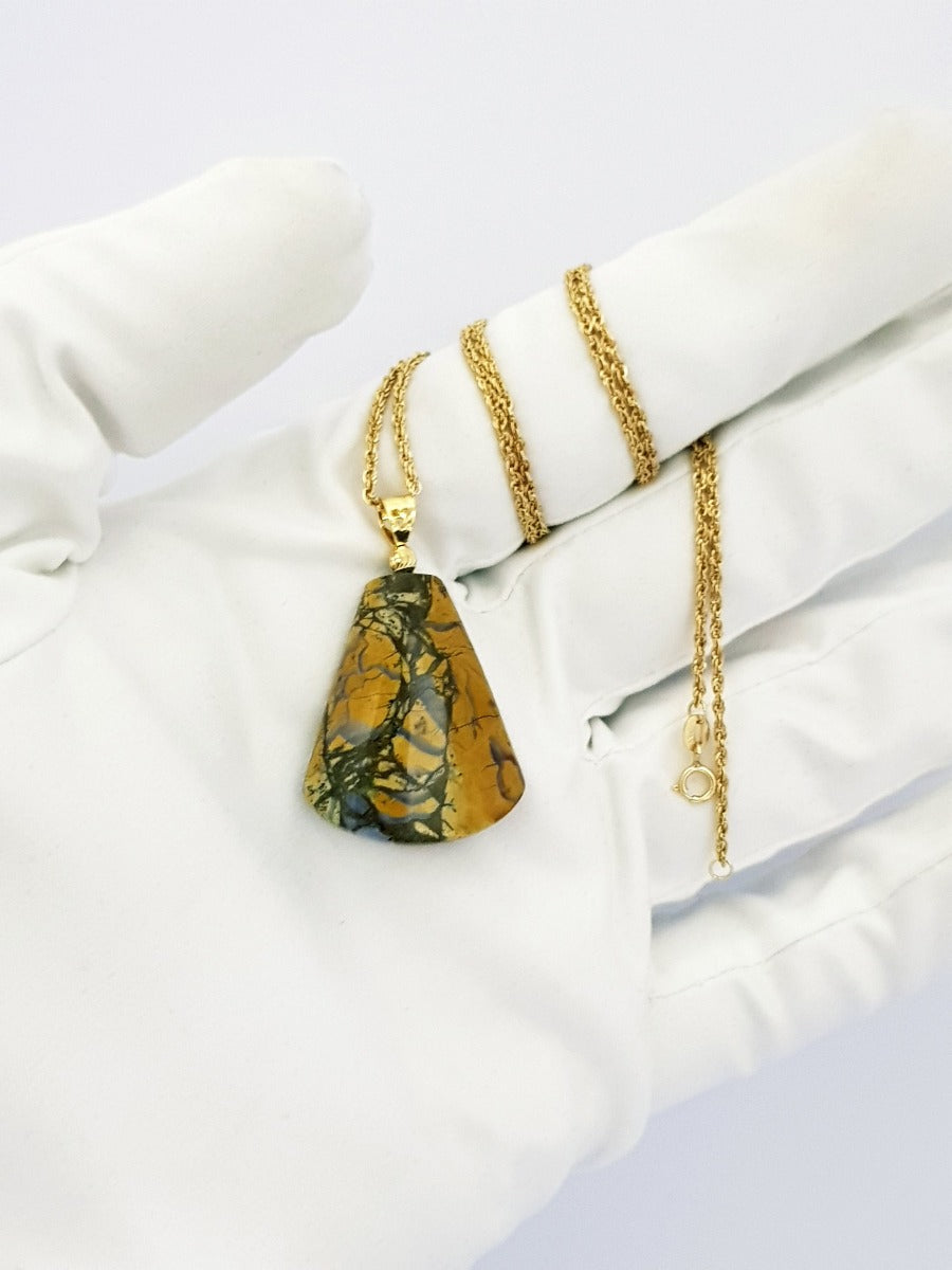 18K Pure Gold Stone Necklace | Necklace | 18K Gold Jewelry