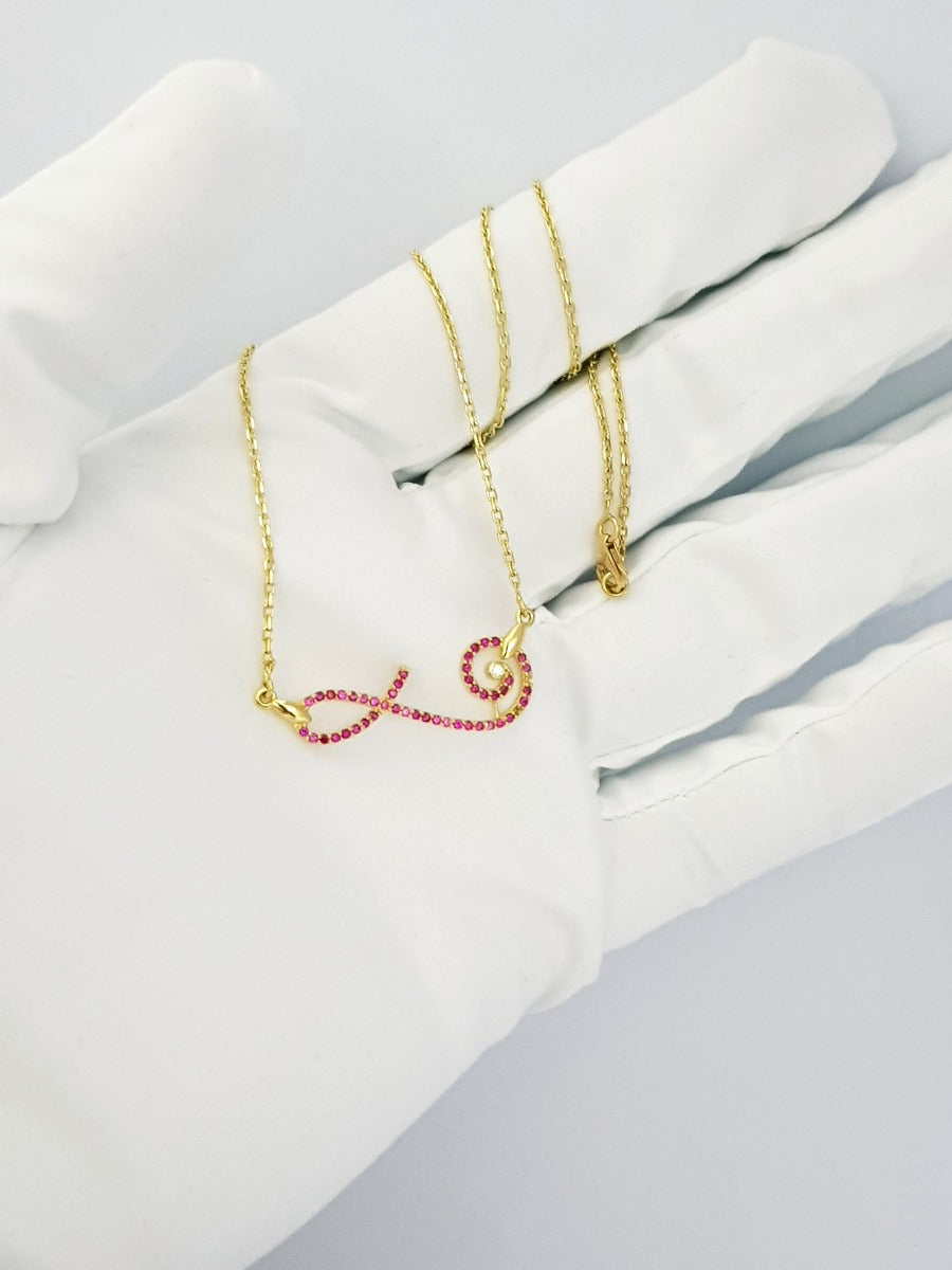 18K Solid Gold Swarovski Necklace | Gold | 18K Gold Jewelry