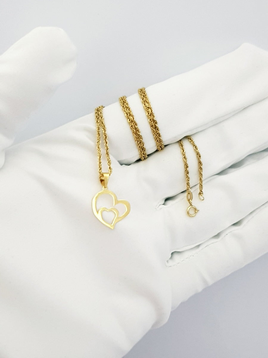18K Pure Gold Heart Necklace