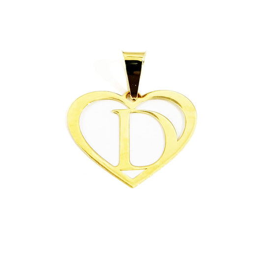 18K Pure Gold Heart Letter D Design Necklace | Necklace | 18K Gold Jewelry