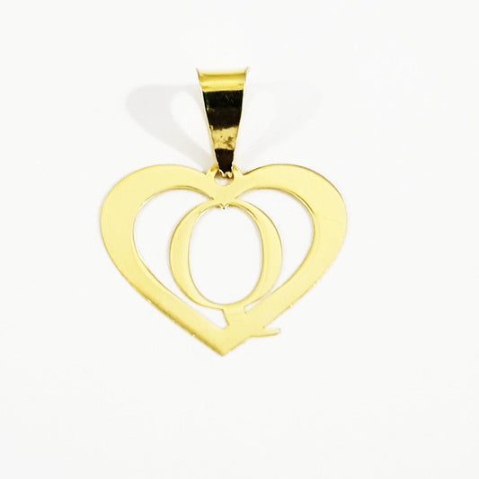 18K Pure Gold Heart Letter Q Design Necklace | Necklace | 18K Gold Jewelry