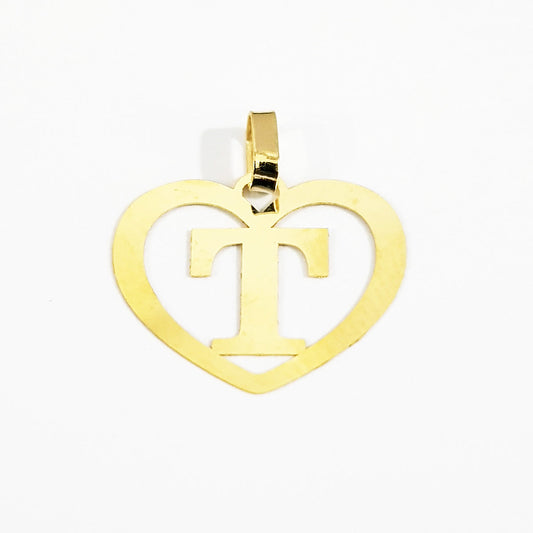 18K Pure Gold Heart Letter T Design Necklace | Necklace | 18K Gold Jewelry