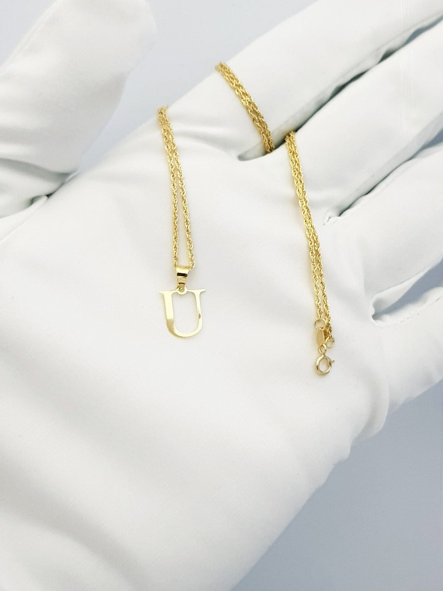 18K Pure Gold Letter U Design Necklace | Necklace | 18K Gold Jewelry