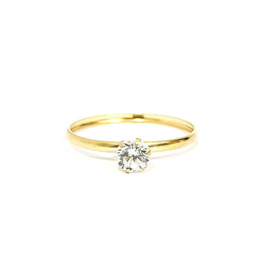 18K Pure Gold Engagement Ring w/ Zircon Stone | Ring | 18K Gold Jewelry