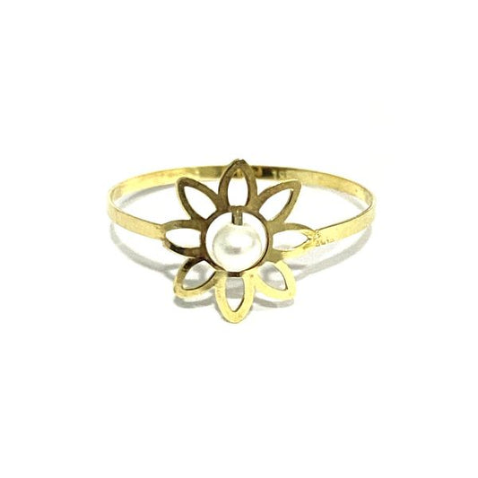 18K Pure Gold Elegant Flower w/ Zircon Stone Design Ring | Ring | 18K Gold Jewelry