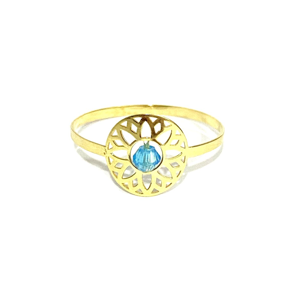 18K Pure Gold Elegant Flower w/ Zircon Stone Design Ring | Ring | 18K Gold Jewelry