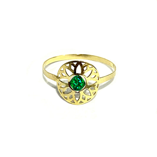 18K Pure Gold Elegant Flower w/ Zircon Stone Design Ring | Ring | 18K Gold Jewelry