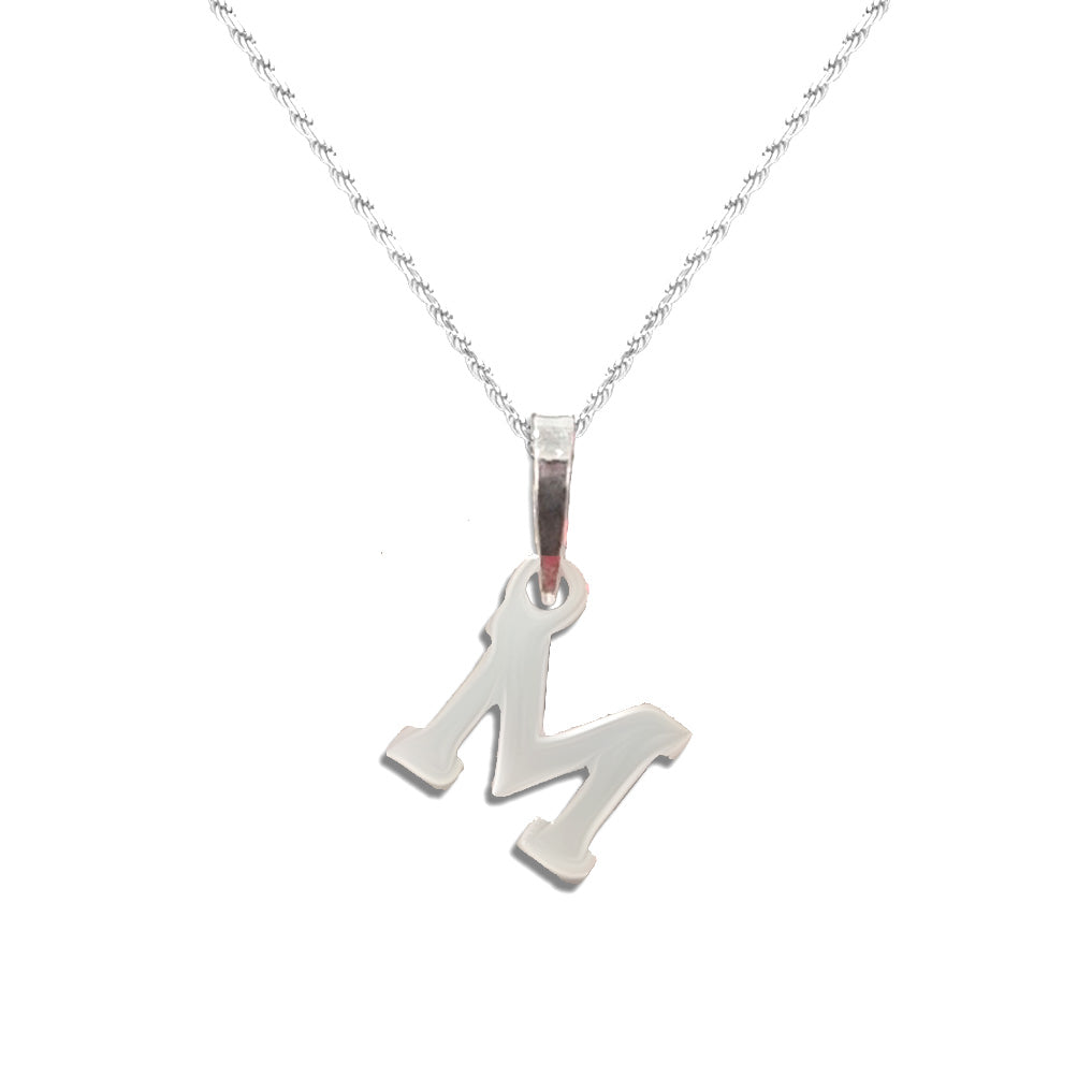 Real 925 Sterling Letter M Pendant Necklace